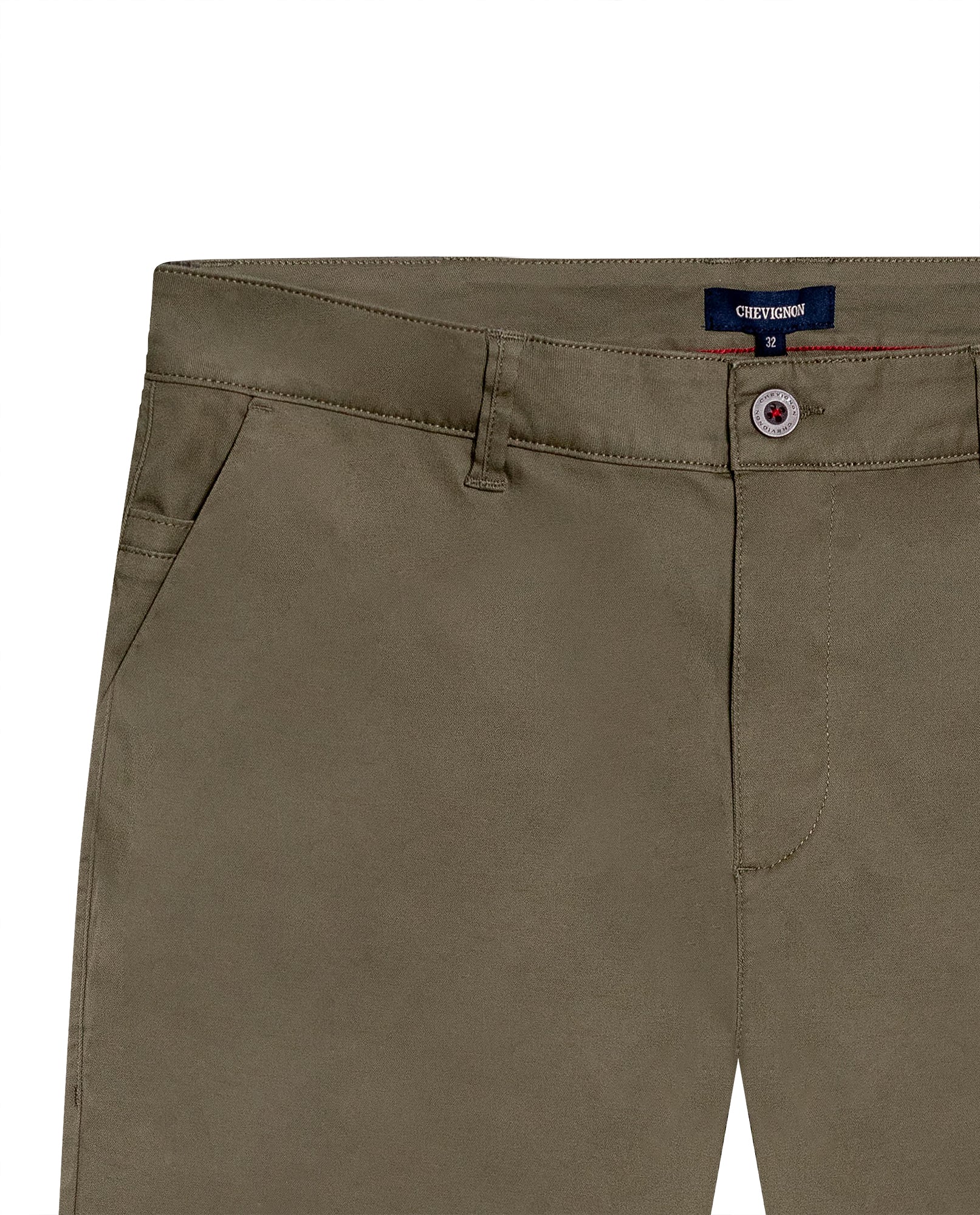 Mens Chino Pants Mid Rise Bootcut Cotton Elastane Piping Pockets Buttons Label Over Piping - Green 63_631H000_VER180515_3