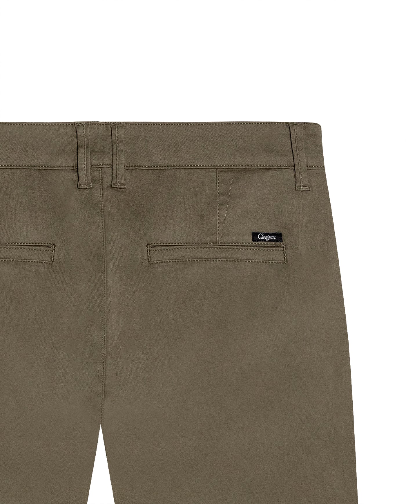 Mens Chino Pants Mid Rise Bootcut Cotton Elastane Piping Pockets Buttons Label Over Piping - Green 63_631H000_VER180515_6