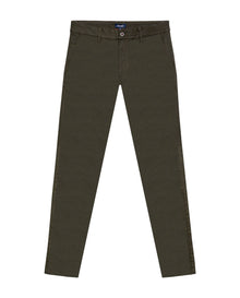Mens Chino Pants Mid Rise Bootcut Cotton Elastane Piping Pockets Buttons Label Over Piping - Green 63_631H000_VER190414_0