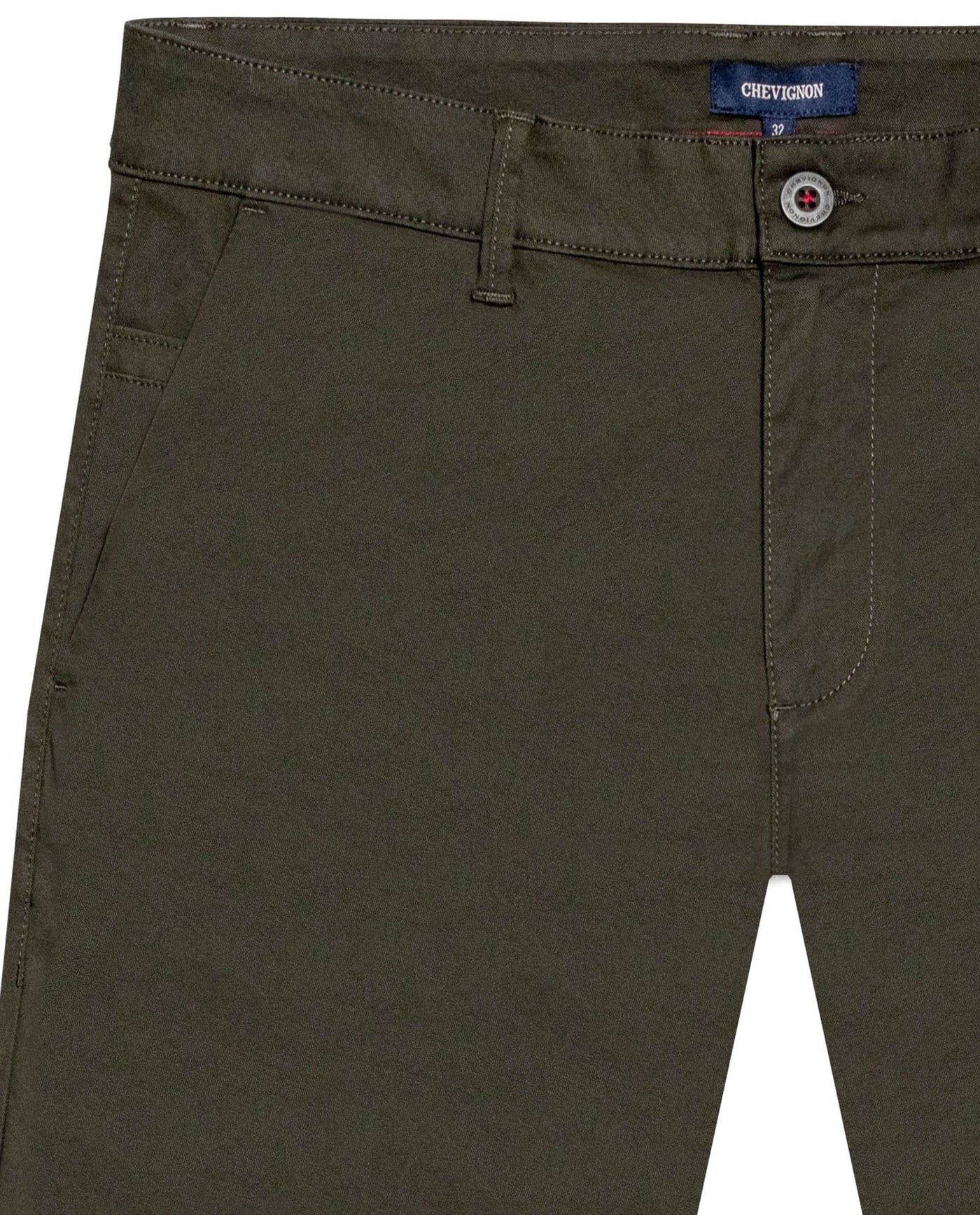 Mens Chino Pants Mid Rise Bootcut Cotton Elastane Piping Pockets Buttons Label Over Piping - Green 63_631H000_VER190414_3