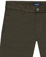 Mens Chino Pants Mid Rise Bootcut Cotton Elastane Piping Pockets Buttons Label Over Piping - Green 63_631H000_VER190414_3