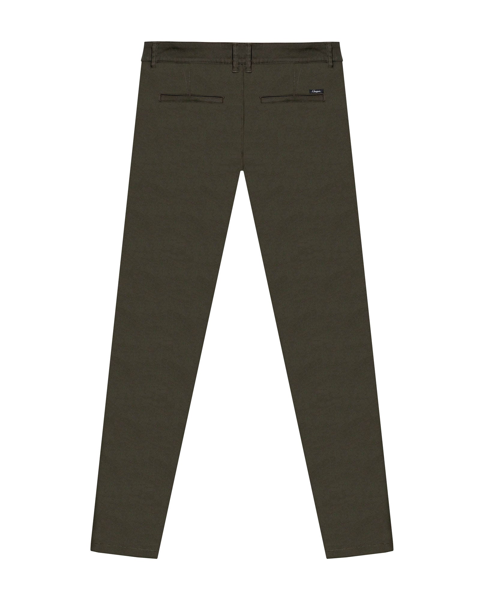 Mens Chino Pants Mid Rise Bootcut Cotton Elastane Piping Pockets Buttons Label Over Piping - Green 63_631H000_VER190414_5