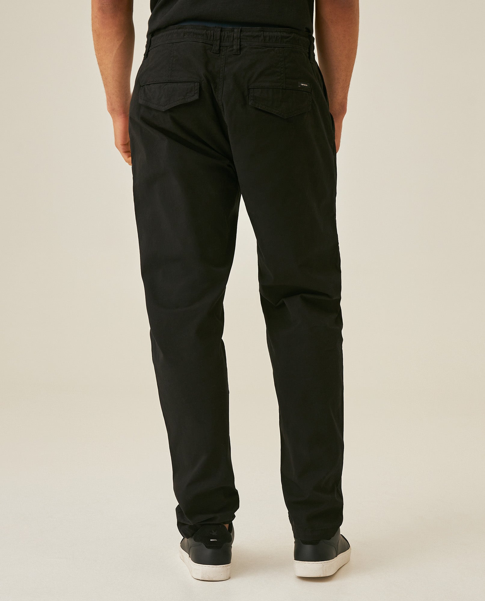 Mens Jogger Pants Mid Rise Cotton Elastane Papery Finish Cool Touch Elastic Waist Drawstring Hidden Snap - Black 63_631H001_NEG194007_6