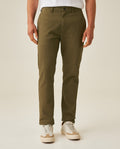 Mens Chino Pants Regular Fit Cotton Elastane Micro Piqué Structure Printed Duck Lining Exposed Button Piping - Green 63_631H002_VER190414_0