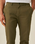 Mens Chino Pants Regular Fit Cotton Elastane Micro Piqué Structure Printed Duck Lining Exposed Button Piping - Green 63_631H002_VER190414_5