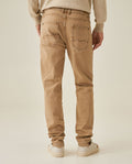 Mens Pants 5 Pocket Mid Rise Cotton Elastane Special Wash Reserved Areas Marked Diagonal Patch Pockets - Beige 63_631H003_BEI140002_6