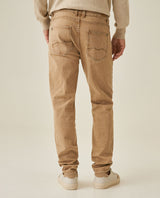 Mens Pants 5 Pocket Mid Rise Cotton Elastane Special Wash Reserved Areas Marked Diagonal Patch Pockets - Beige 63_631H003_BEI140002_6