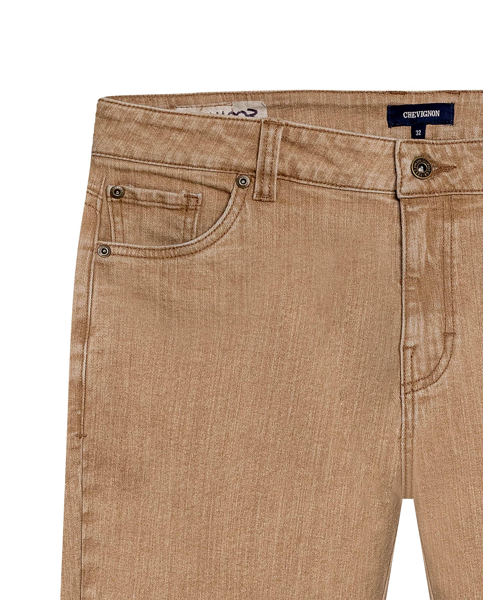 Mens Pants 5 Pocket Mid Rise Cotton Elastane Special Wash Reserved Areas Marked Diagonal Patch Pockets - Beige 63_631H003_BEI140002_8