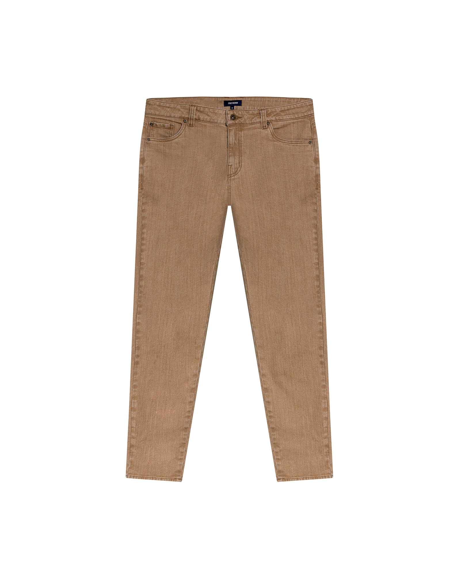 Mens Pants 5 Pocket Mid Rise Cotton Elastane Special Wash Reserved Areas Marked Diagonal Patch Pockets - Brown 63_631H003_CAF171314_3