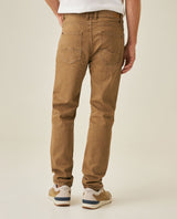 Mens Pants 5 Pocket Mid Rise Cotton Elastane Special Wash Reserved Areas Marked Diagonal Patch Pockets - Brown 63_631H003_CAF171314_6