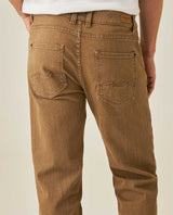 Mens Pants 5 Pocket Mid Rise Cotton Elastane Special Wash Reserved Areas Marked Diagonal Patch Pockets - Brown 63_631H003_CAF171314_7