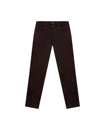 Mens Pants Slim Fit 5 Pocket Mid Rise Cotton Tencel Elastane Jogger Fabric Premium Soft Touch - Brown 63_631H004_CAF191016_0