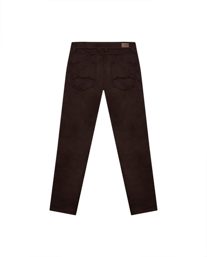 Mens Pants Slim Fit 5 Pocket Mid Rise Cotton Tencel Elastane Jogger Fabric Premium Soft Touch - Brown 63_631H004_CAF191016_5