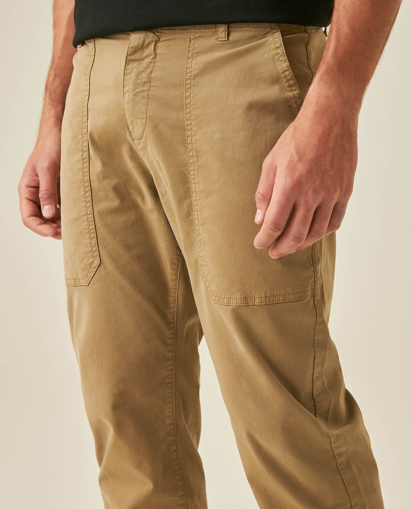 Mens Carpenter Pants Mid Rise Cargo Silhouette Cotton Tencel Elastane Functional Front Carpenter Pocket - Brown 63_631H005_CAF181018_5