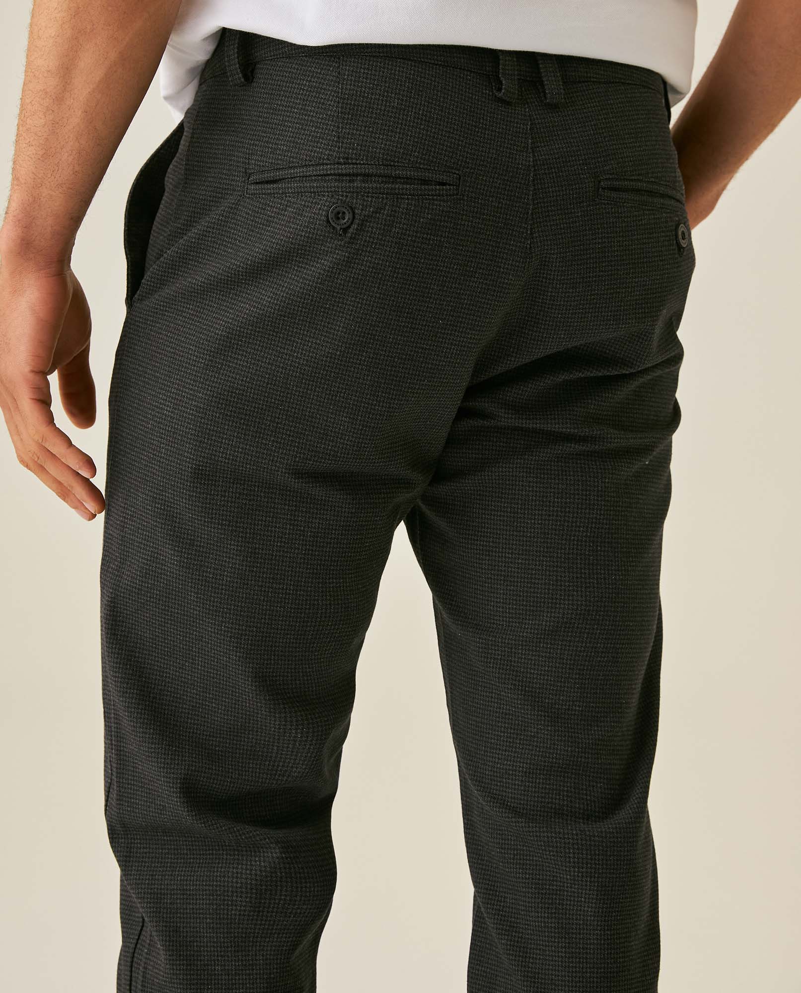 Mens Pants Slim Fit Cotton Elastane Utilitarian Set Rear Piping Woven Label Red Details Bomber Set - Black 63_631H006_NEG194004_7