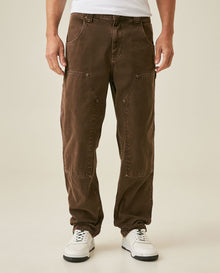 Mens Rodeo Carpenter Pants 5 Pocket Low Rise Canvas Cotton Medium Weight Workwear Aesthetic - Brown 63_631H010_CAF190916_0