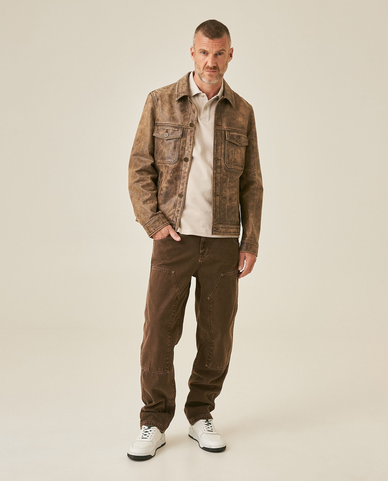Mens Rodeo Carpenter Pants 5 Pocket Low Rise Canvas Cotton Medium Weight Workwear Aesthetic - Brown 63_631H010_CAF190916_4