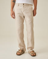 Mens Rodeo Pants Straight Fit Relaxed Mid Rise Linen Pure Piping Pockets Leather Label - Gray 63_631H702_GRI146305_0