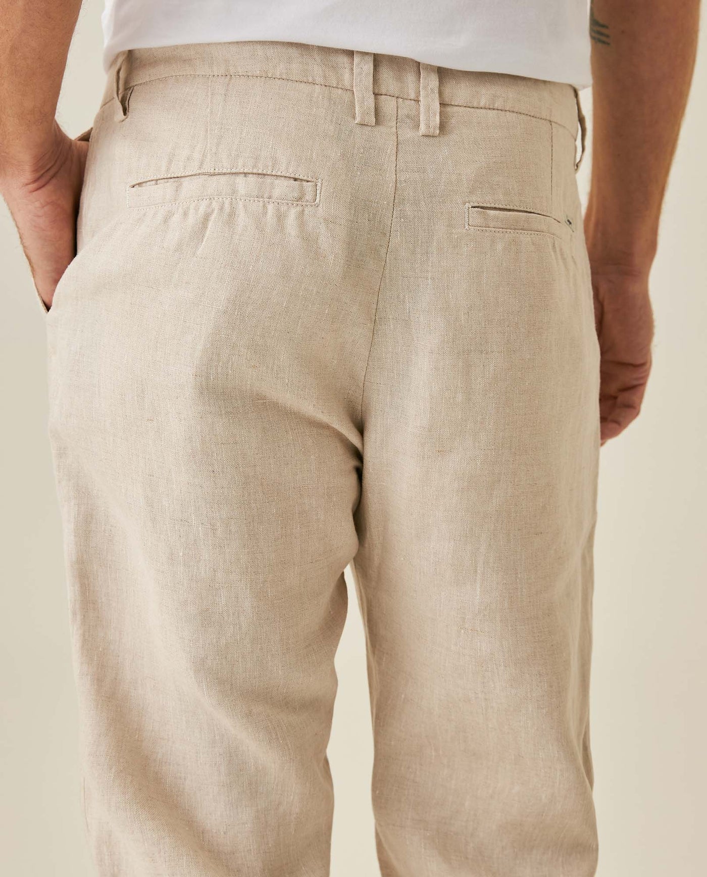 Mens Rodeo Pants Straight Fit Relaxed Mid Rise Linen Pure Piping Pockets Leather Label - Gray 63_631H702_GRI146305_7
