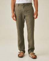 Mens Rodeo Pants Straight Fit Relaxed Mid Rise Linen Pure Piping Pockets Leather Label - Gray 63_631H702_GRI180513_0