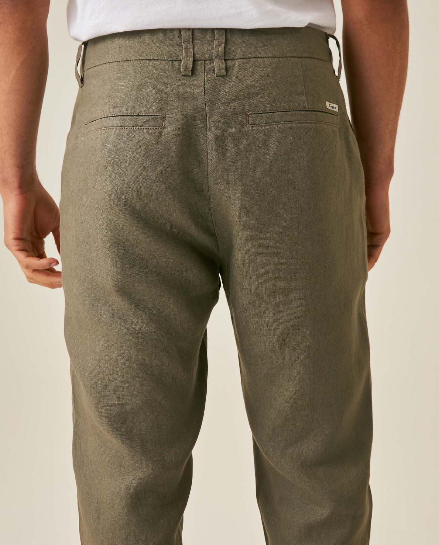 Mens Rodeo Pants Straight Fit Relaxed Mid Rise Linen Pure Piping Pockets Leather Label - Gray 63_631H702_GRI180513_7