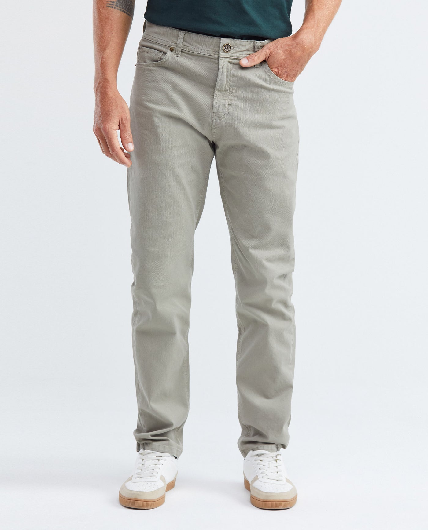 Men's 5-Pocket Dyed Pants Leather Label Rivets Cotton Stretch - 1