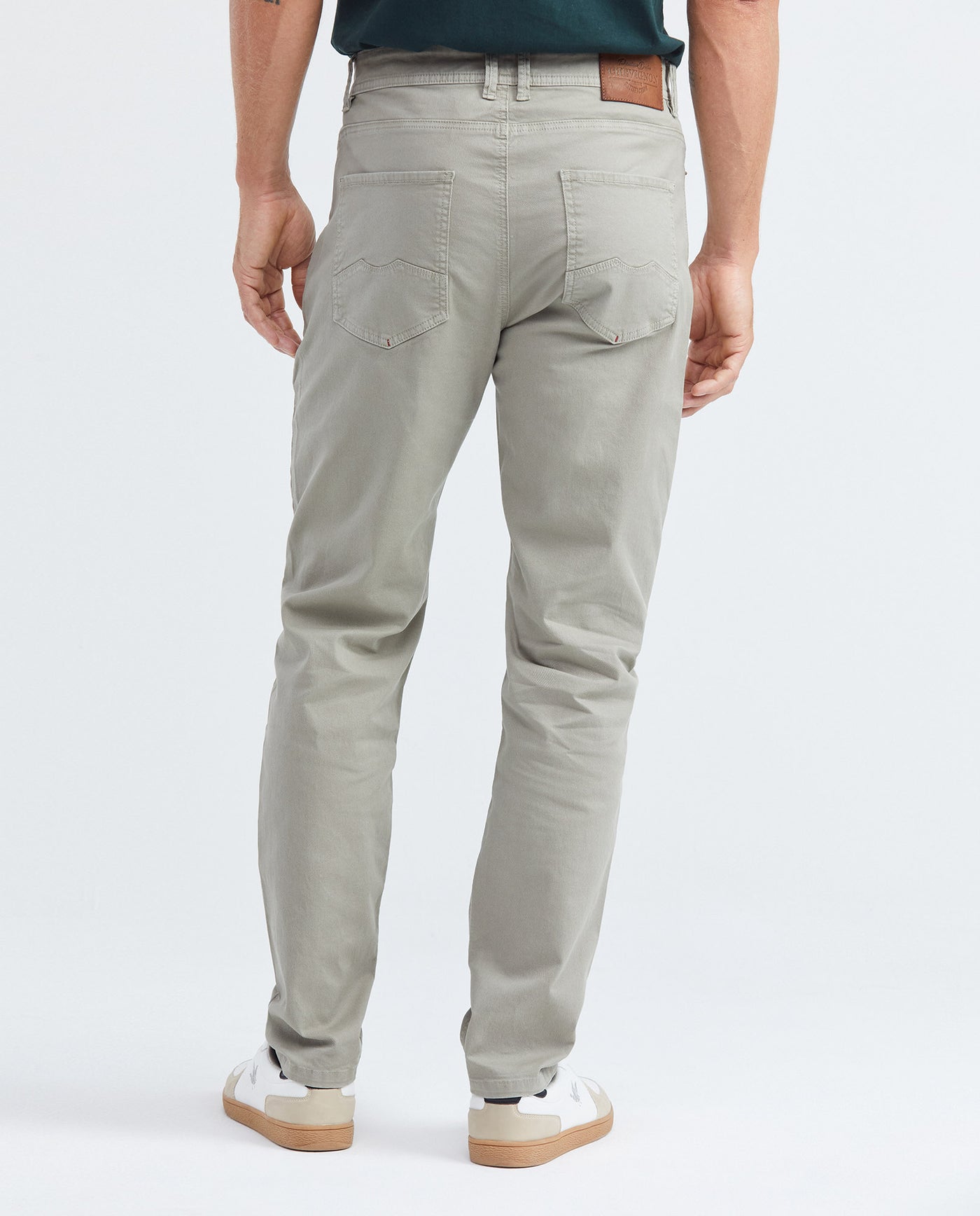 Men's 5-Pocket Dyed Pants Leather Label Rivets Cotton Stretch - 5