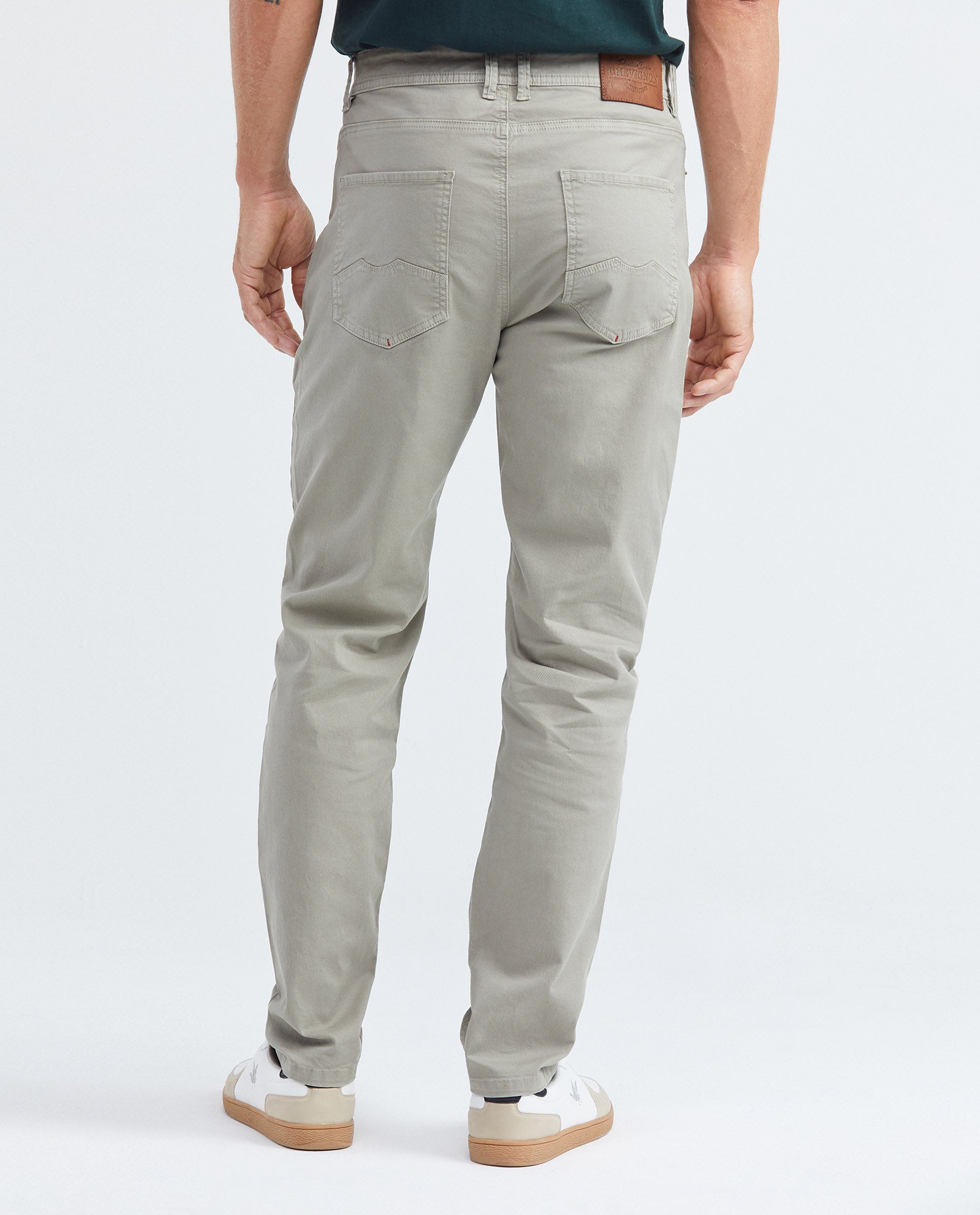 Men's 5-Pocket Dyed Pants Leather Label Rivets Cotton Stretch - 5