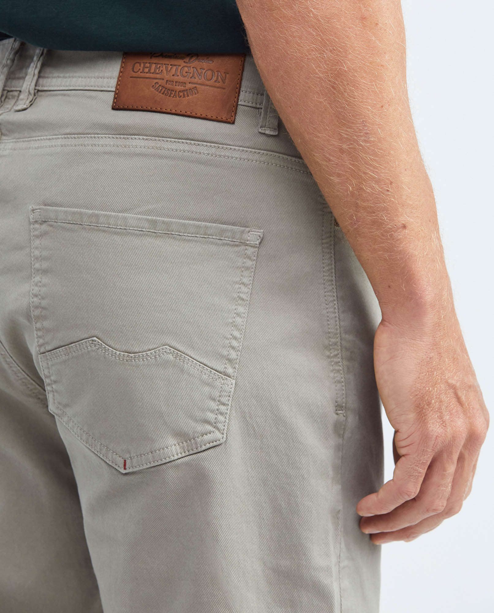 Men's 5-Pocket Dyed Pants Leather Label Rivets Cotton Stretch - 6