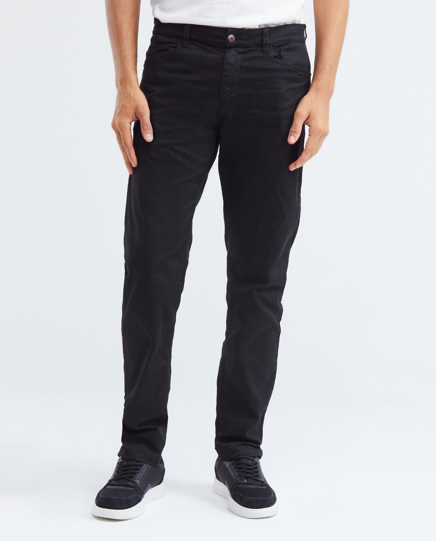 Men's Slim Fit Dyed Pants Diagonal Pockets Red Loop Branded Rivets Cotton-Polyester - 1