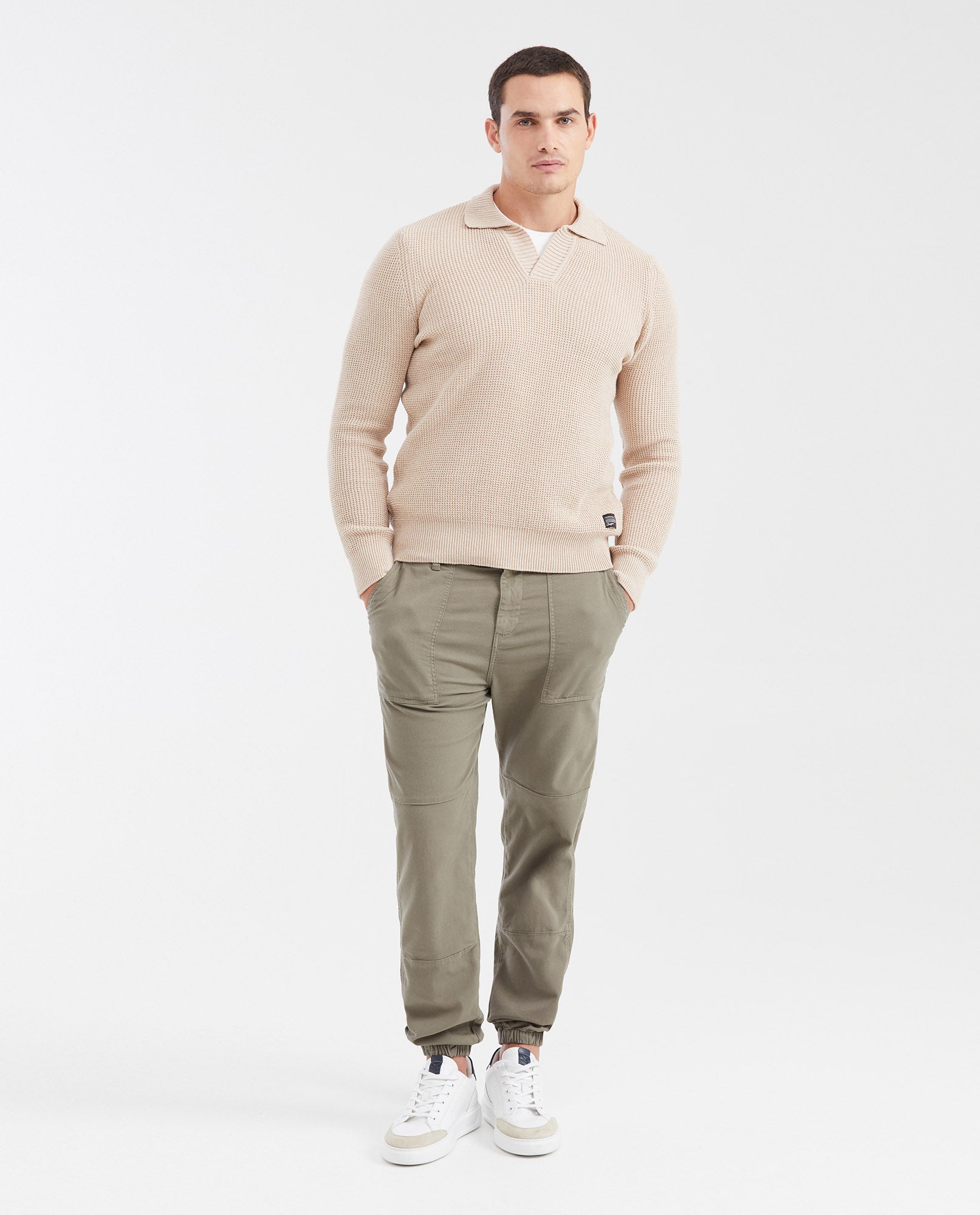 Men's Cargo-Inspired Canvas Jogger Pants with Elastic Waist - 2