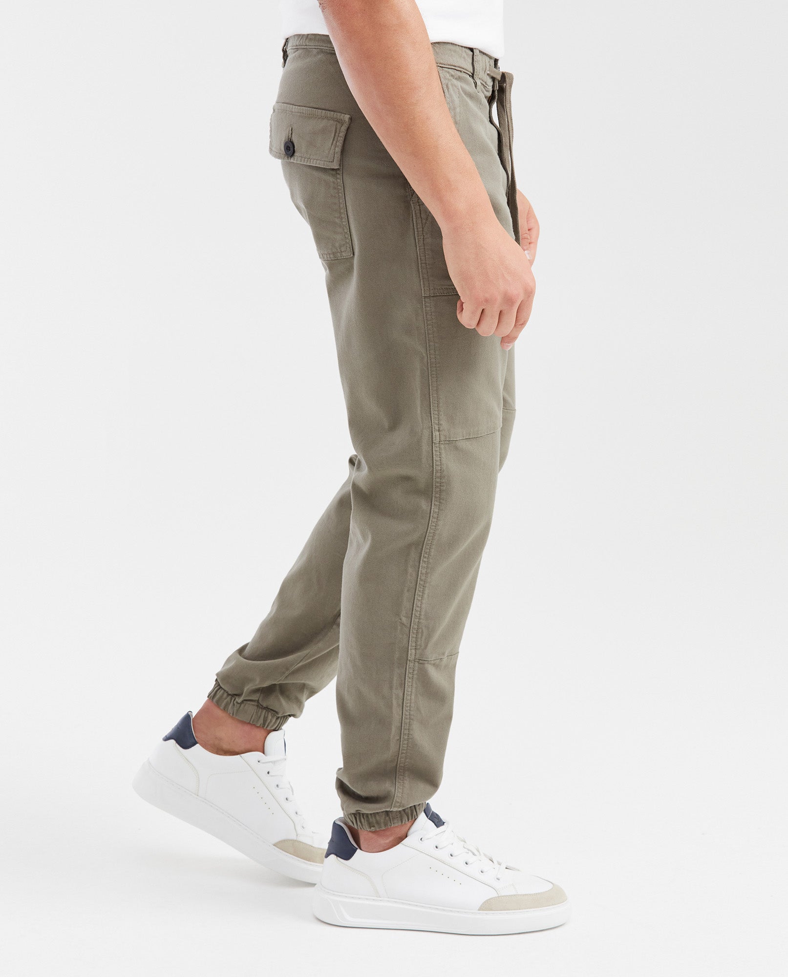 Men's Cargo-Inspired Canvas Jogger Pants with Elastic Waist - 4