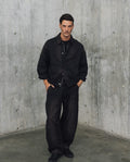 Mens Wide Leg Tapered Hem Pants - Special Collection - Black 63_634H500_NEG194007_0
