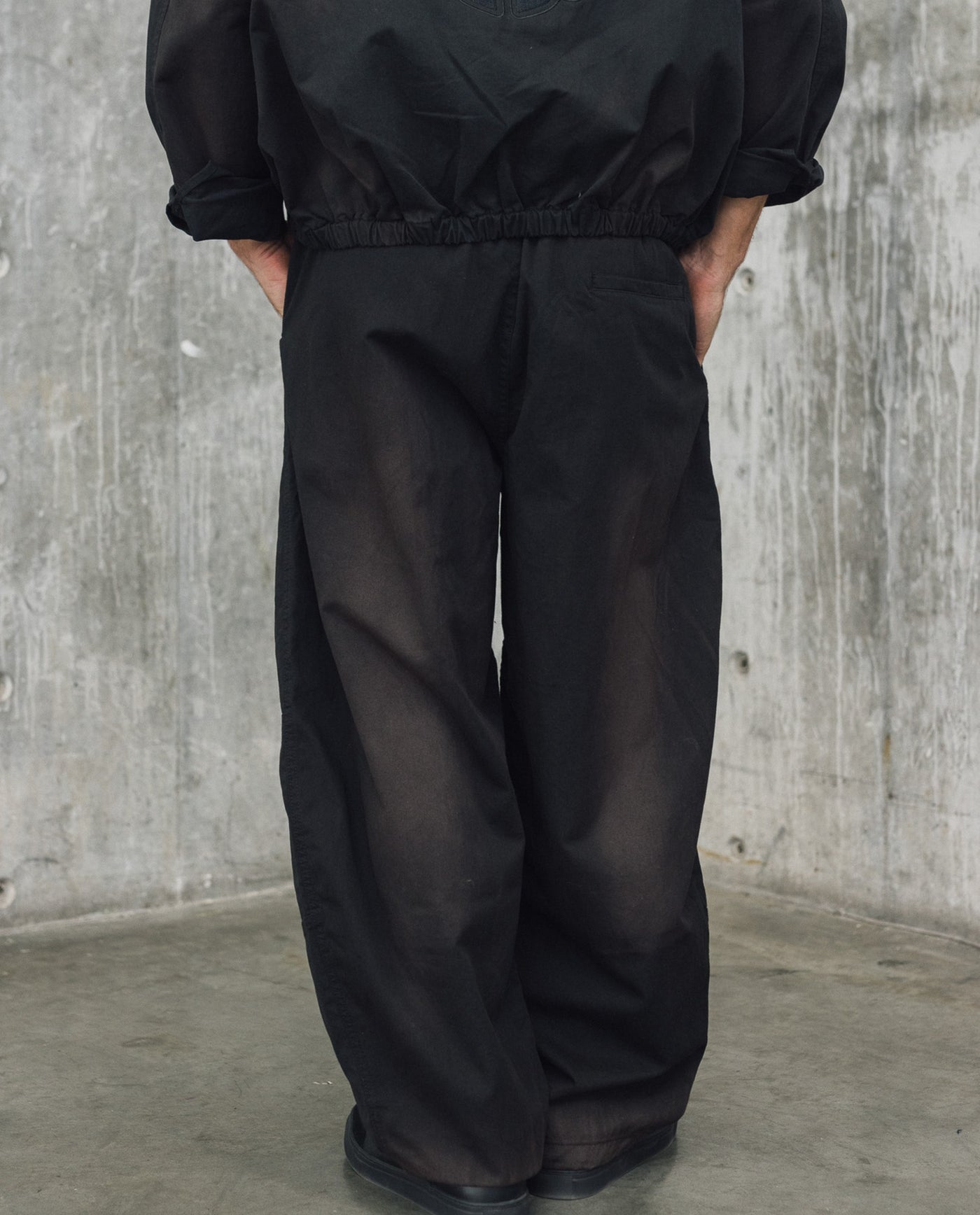 Mens Wide Leg Tapered Hem Pants - Special Collection - Black 63_634H500_NEG194007_6