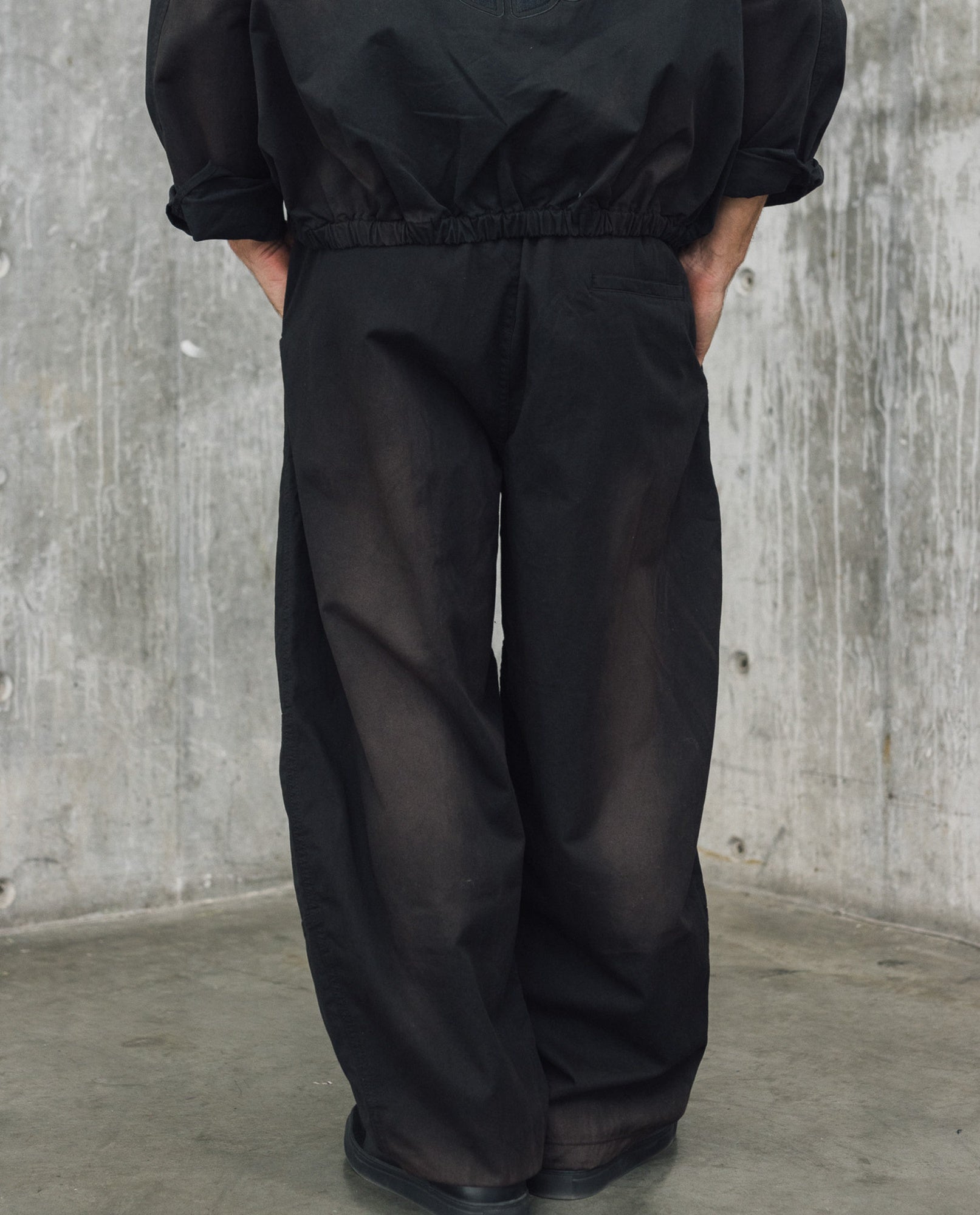 Mens Wide Leg Tapered Hem Pants - Special Collection - Black 63_634H500_NEG194007_6
