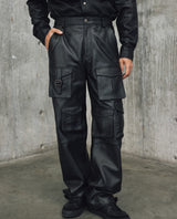 Mens Lambskin Leather Seven-Pocket Cargo Pants - Special Collection - Black 63_637H500_NEG194007_3