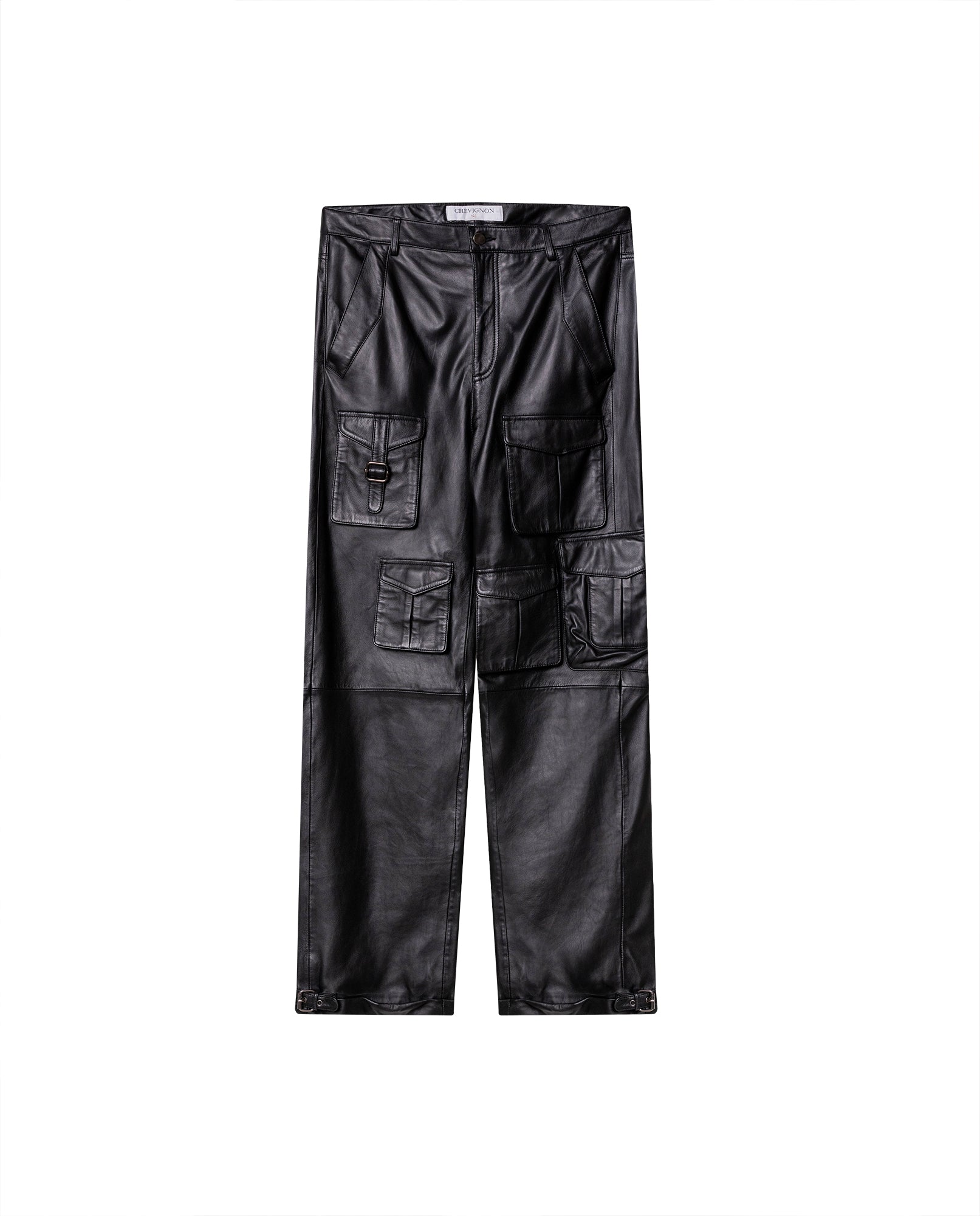 Mens Lambskin Leather Seven-Pocket Cargo Pants - Special Collection - Black 63_637H500_NEG194007_5