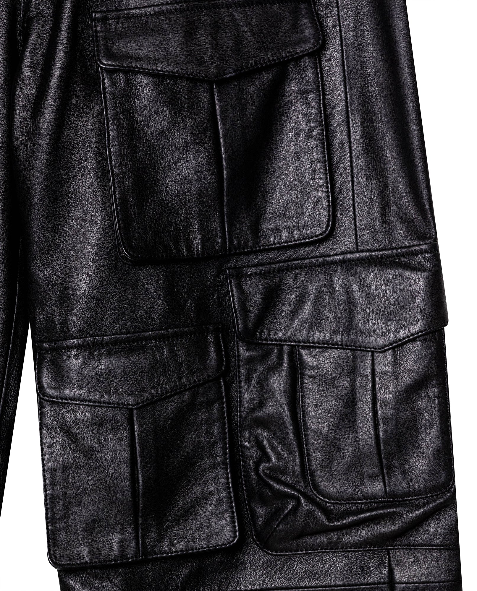 Mens Lambskin Leather Seven-Pocket Cargo Pants - Special Collection - Black 63_637H500_NEG194007_6