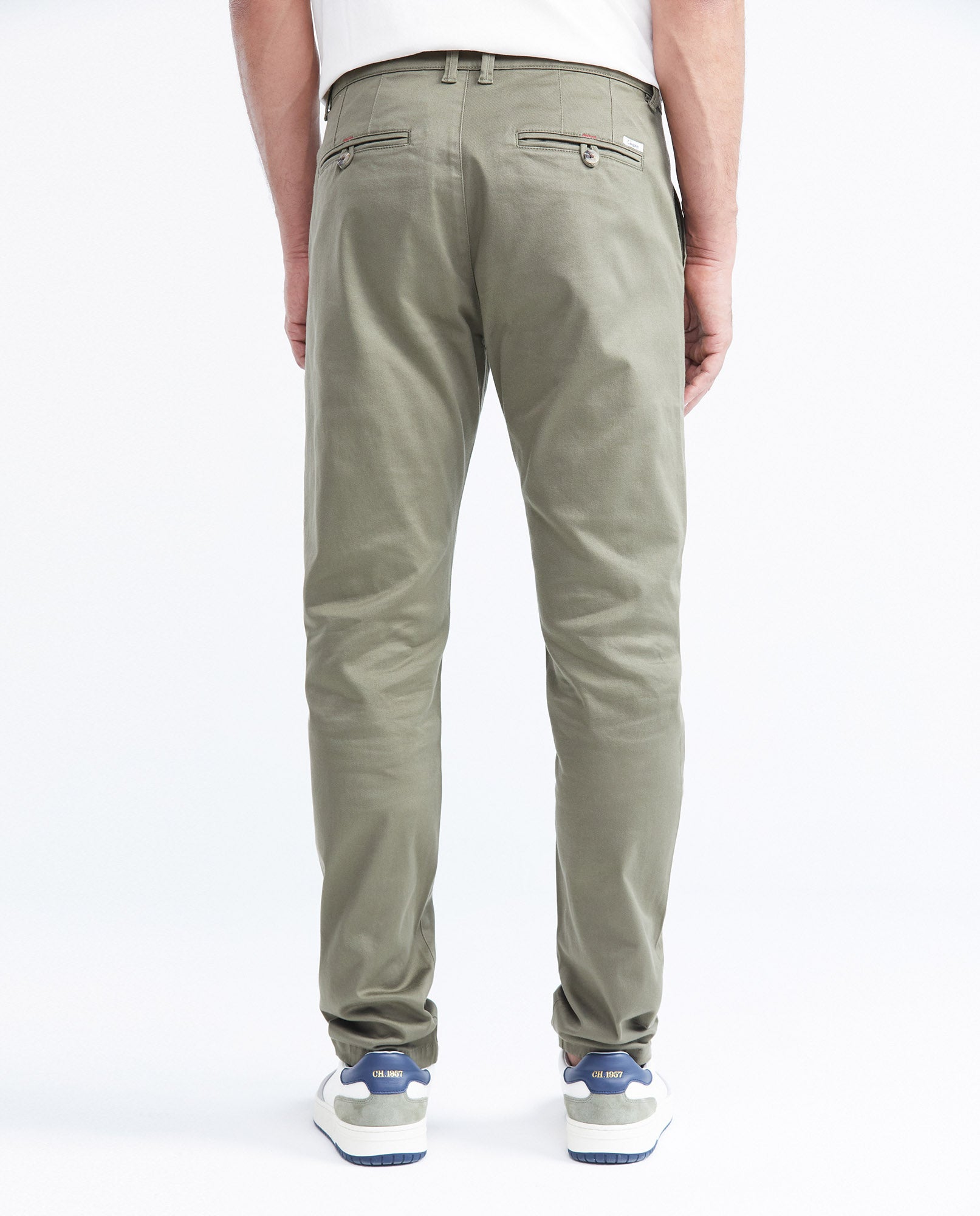 Men's Rocket Pants Red Details Above Piping Diagonal Pockets in Cotton Stretch - 5