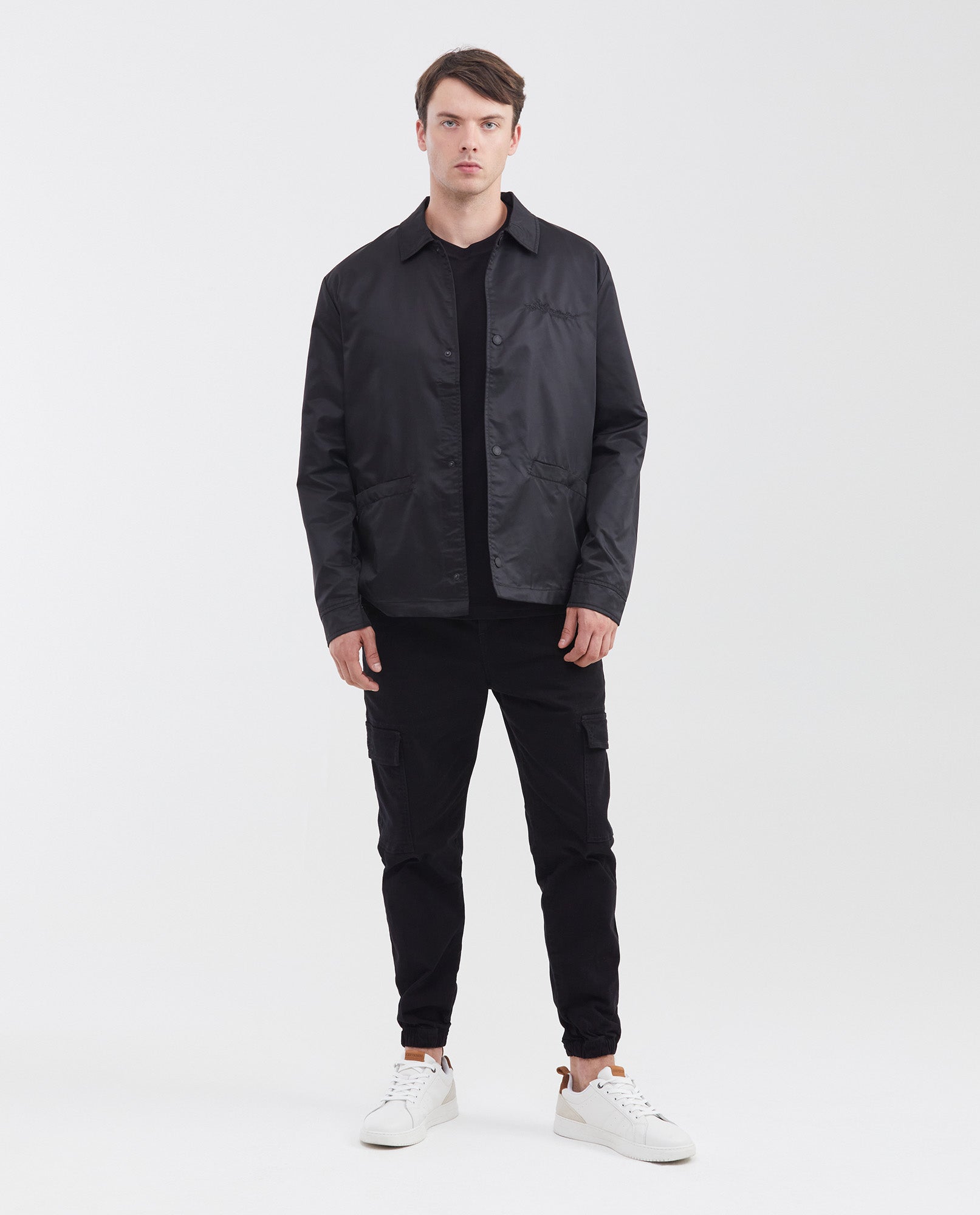 Men's Jogger Pants Elastic Waist Ankles Patch Side Pockets in Cotton-Tencel Blend - 2
