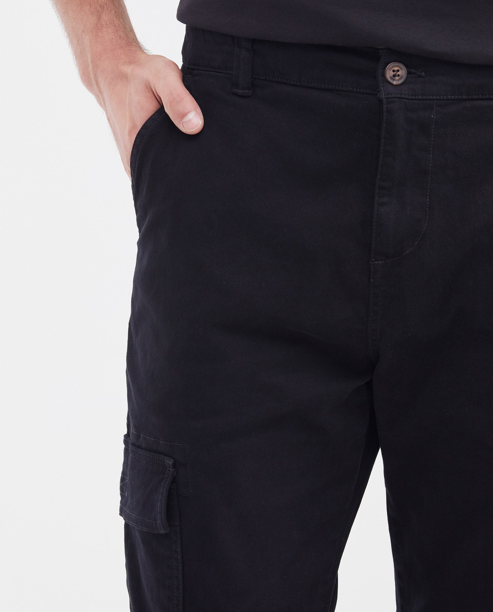 Men's Jogger Pants Elastic Waist Ankles Patch Side Pockets in Cotton-Tencel Blend - 3