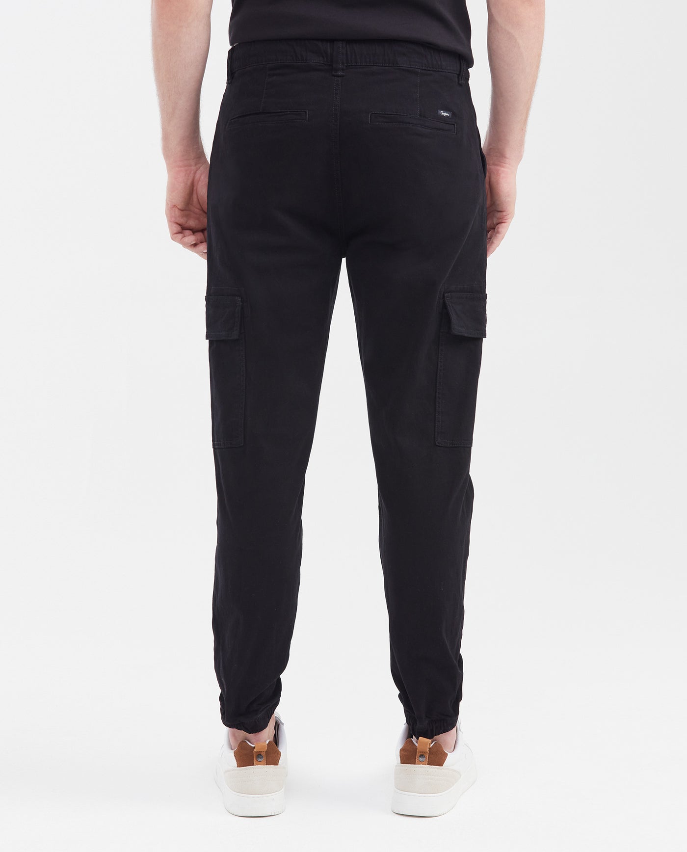 Men's Jogger Pants Elastic Waist Ankles Patch Side Pockets in Cotton-Tencel Blend - 4