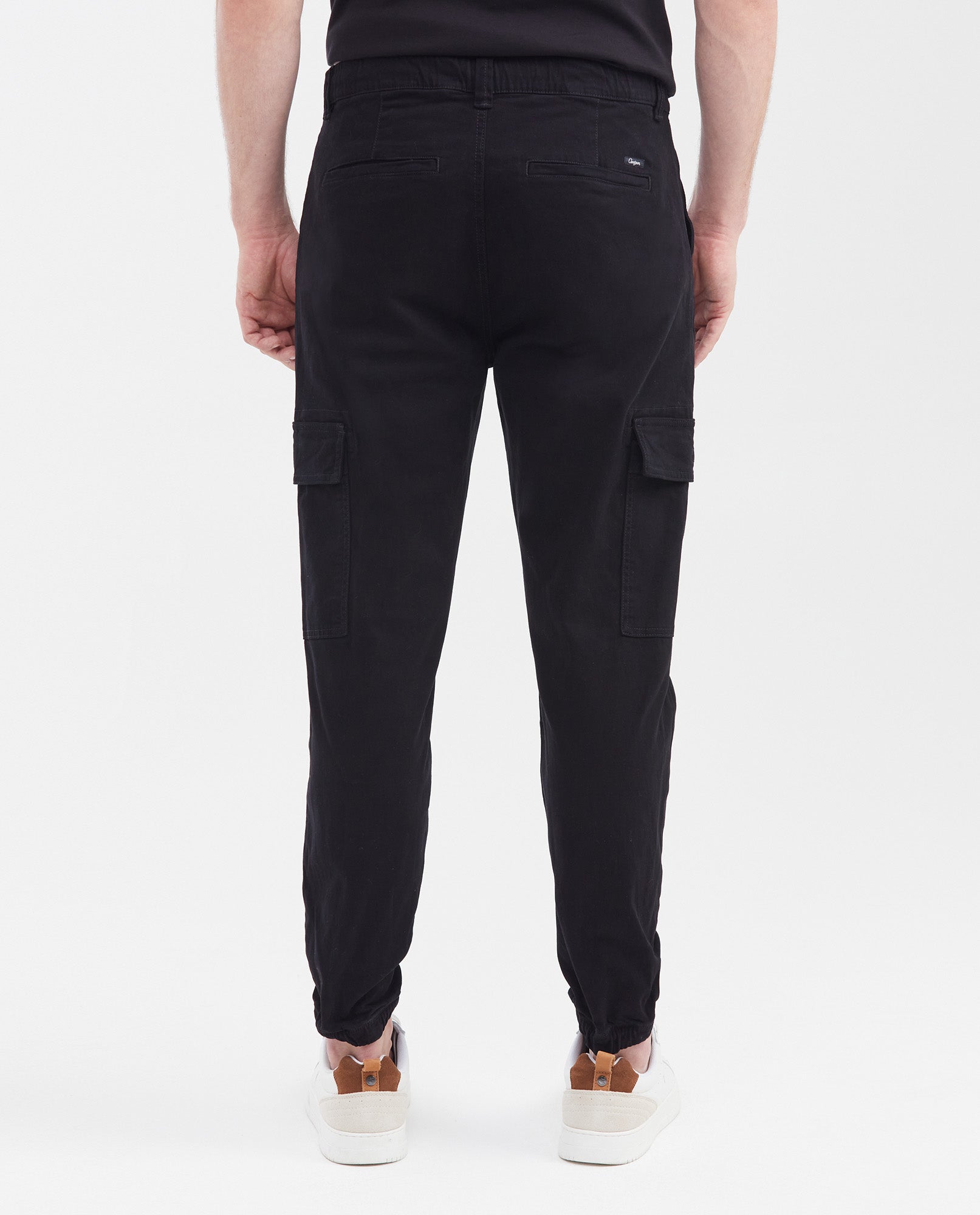 Men's Jogger Pants Elastic Waist Ankles Patch Side Pockets in Cotton-Tencel Blend - 4