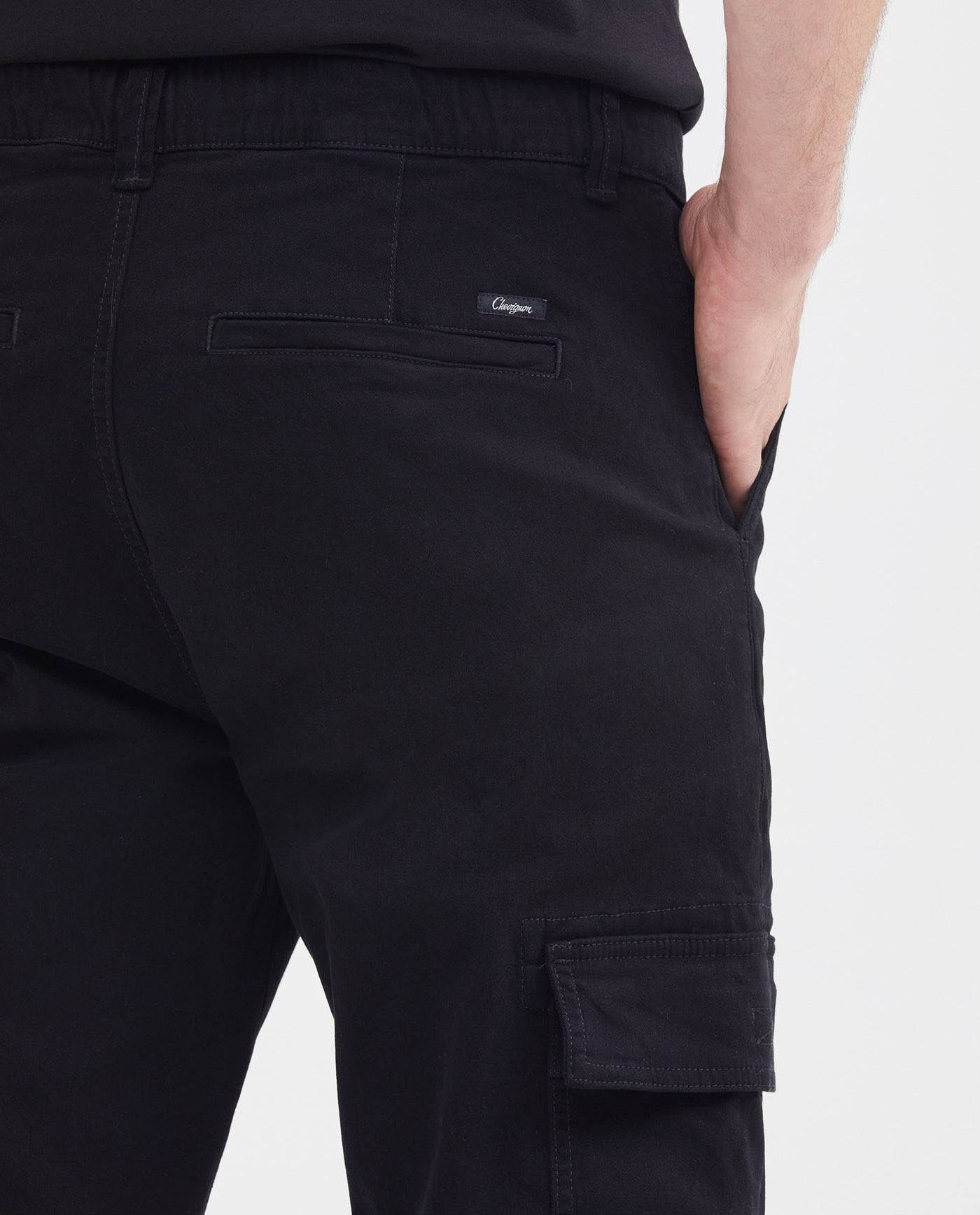 Men's Jogger Pants Elastic Waist Ankles Patch Side Pockets in Cotton-Tencel Blend - 5
