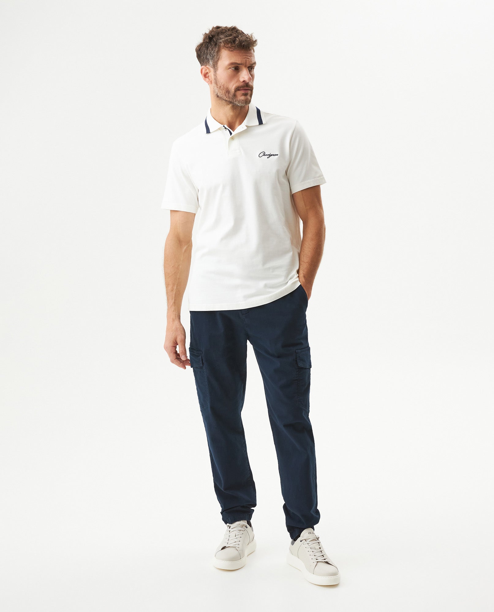 Men's Cargo Pants Regular Fit Mid Rise in Cotton Stretch Blend, Festive - 3
