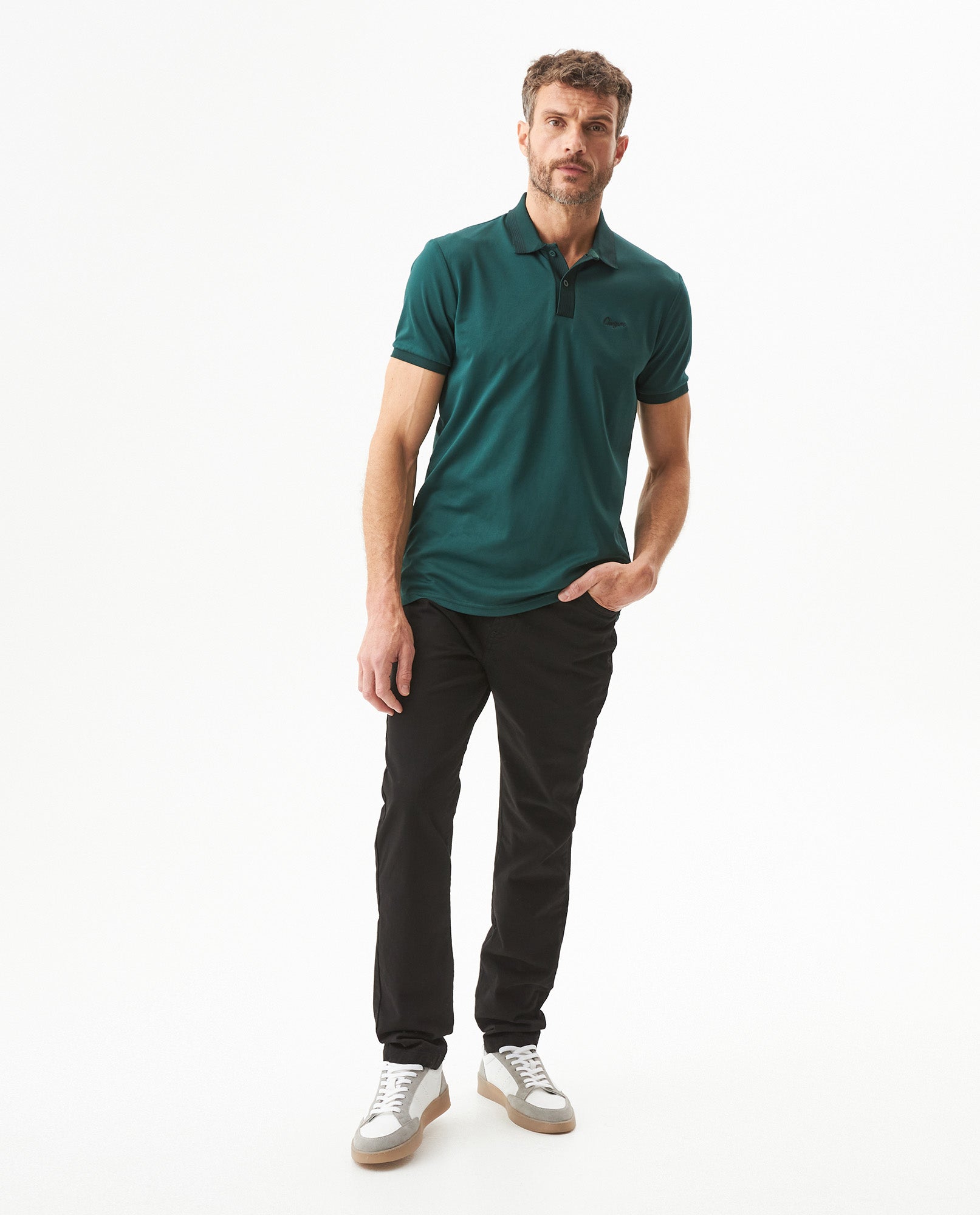 Men's Pants Regular Fit Mid Rise 5-Pocket in Cotton Stretch Blend, Glow - 3