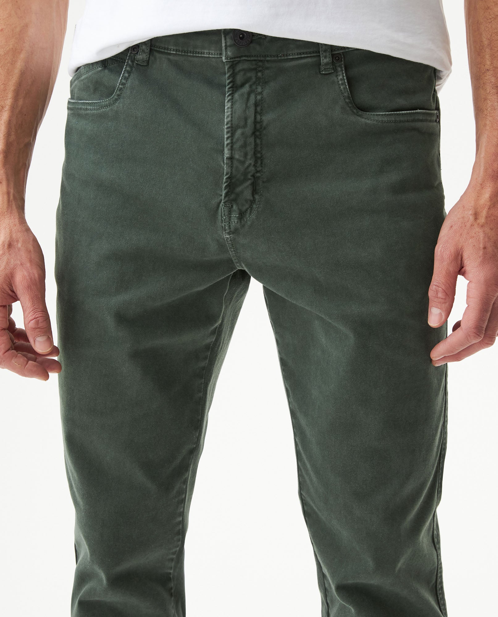 Men's Pants Peach touch Mid Rise 5-Pocket in Cotton Stretch Blend, Lighthouse - 3