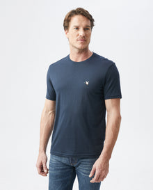 Mens Slim Fit Crew Neck T-shirt Duck Embroidery in Cotton - Blue 63_640C020_021300_0