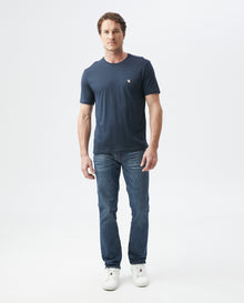 Mens Slim Fit Crew Neck T-shirt Duck Embroidery in Cotton - Blue 63_640C020_021300_3