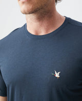 Mens Slim Fit Crew Neck T-shirt Duck Embroidery in Cotton - Blue 63_640C020_021300_4